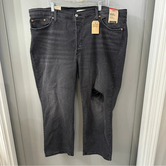 Levi's Premium Wedgie Straight Jeans Highwaisted Distressed Plus Size 24W - Picture 2 of 6
